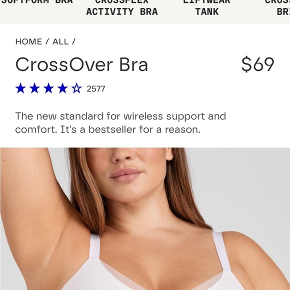 TWO BEIGE AND WHITE SIZE L HONEYLOVE CROSSOVER BRAS- TRIED ON! - Picture 2 of 6